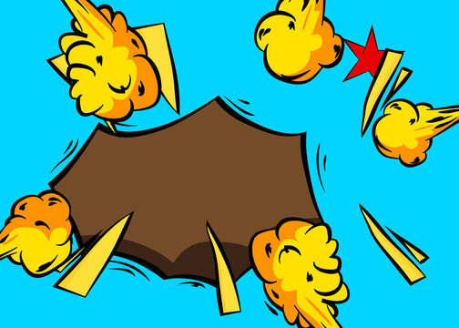Modern creative pop art vibrant comic book style background. Cartoon effects explosion design.
