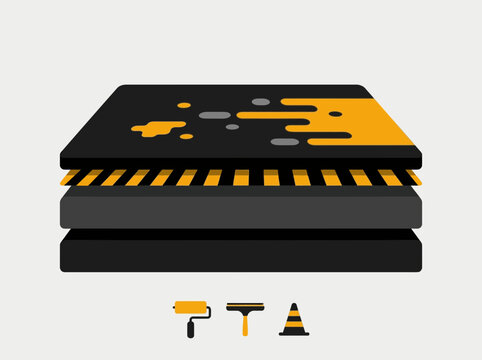 Layered Road Construction And Maintenance Illustration With Tools