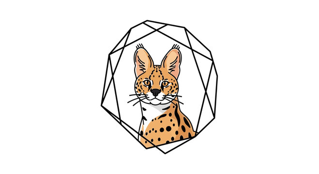wild cat in geometric shape