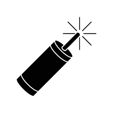 Lit dynamite stick bomb explosive hazard symbol with dynamite explosive explosion