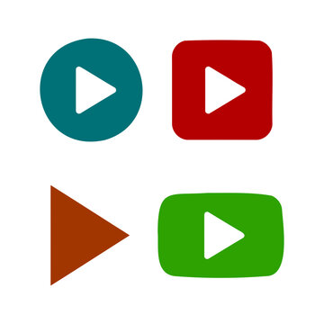 Set of four play button icons media player interface symbols vector illustration