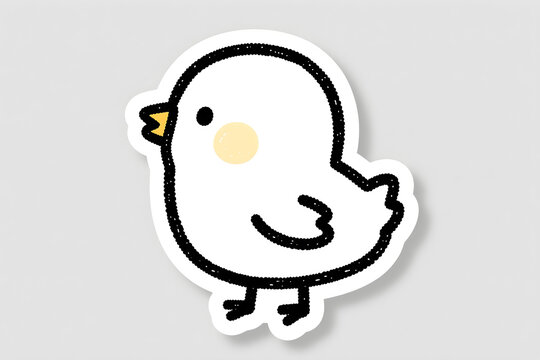 A simple tiny chick character looking up with wide eyes strict side