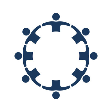 People holding hands in a circle unity and teamwork icon with community, together