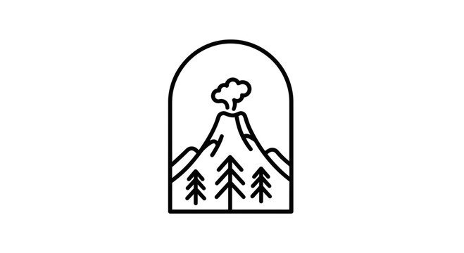 volcano icon, mountain logo, nature symbol