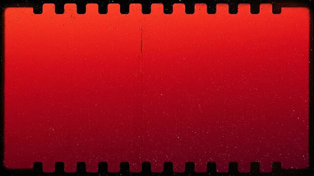 Abstract red gradient background with black film strip border and white grain texture for creative design