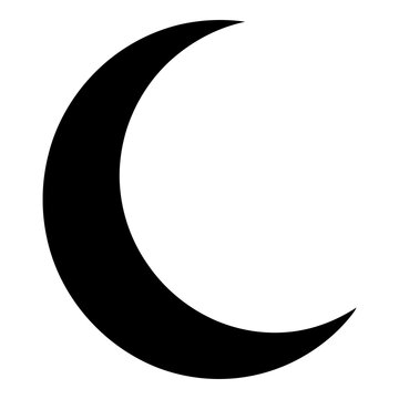 Black crescent moon symbol on white background
