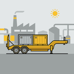 Naklejka premium Industrial Logistics And Shipping Container Transport Illustration