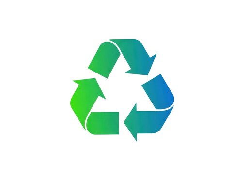 Green and blue recycle symbol icon for sustainable living and eco friendly design isolated on white background