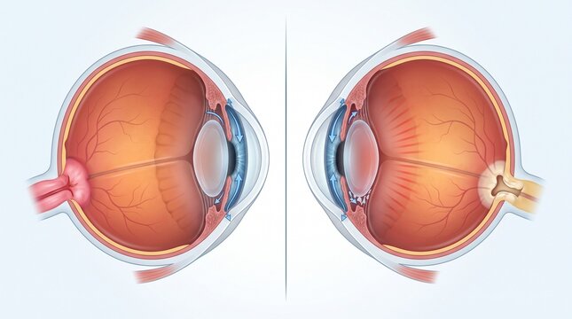 Diagram of the normal outflow of intraocular fluid in the anterior chamber of the eye.