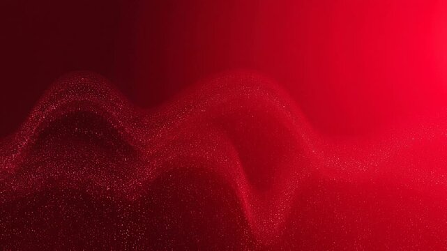 Abstract red wave background with glowing particles and smooth gradient lighting effect