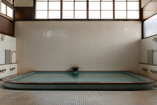 Retro Japanese public bathhouse interior