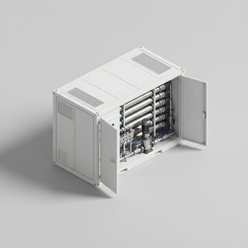 Modular Containerized Reverse Osmosis Desalination Unit System, 3D Studio Render