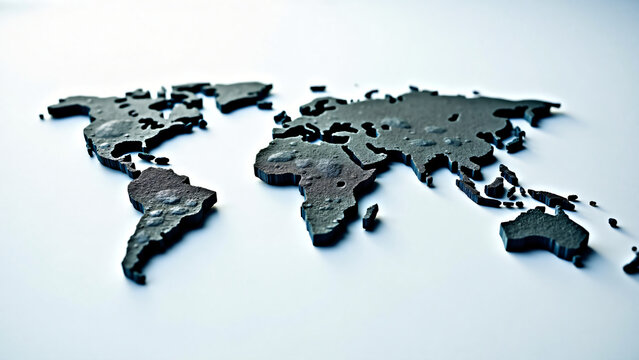 Earth Mineral Map with Metallic Ore Fragments for Marketing Text