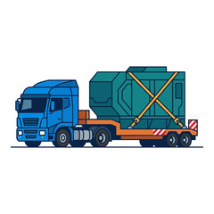 Fototapeta premium Heavy Machinery Transported On A Specialized Truck With Load Securement