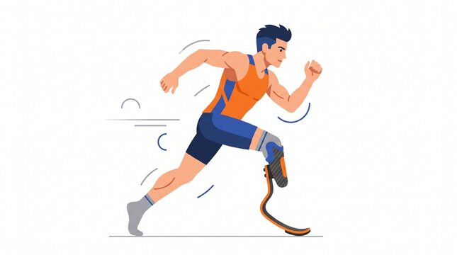 Paralympic Athlete with Prosthetic Leg Running