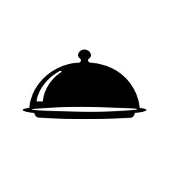 Fototapeta premium Black dome food server tray icon - Simple black dome server tray icon for food, restaurant, or catering use. Clean and modern vector design.