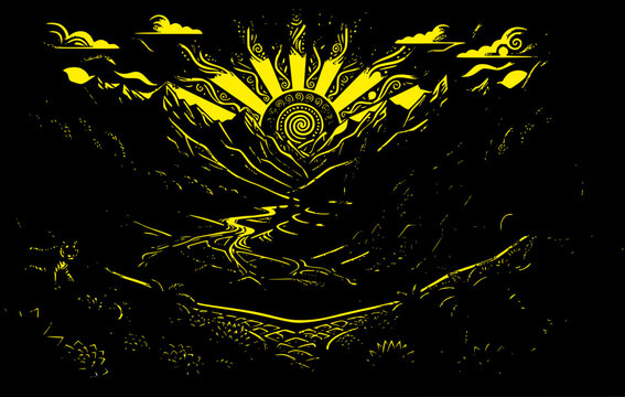 abstract grunge Black Background + Yellow vector illustration