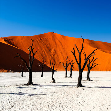 Dead Camel Thorn Trees in Sossusvlei Desert Namibia