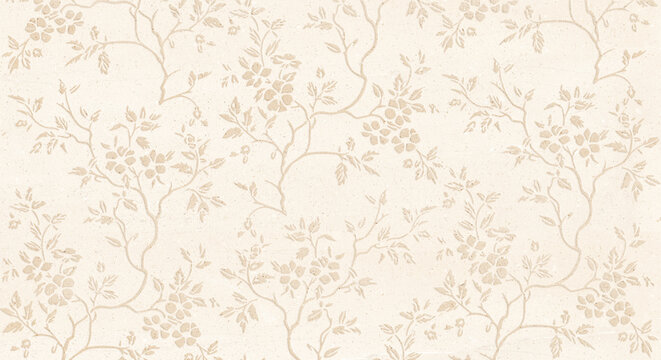 embossed floral branch and leaf pattern.