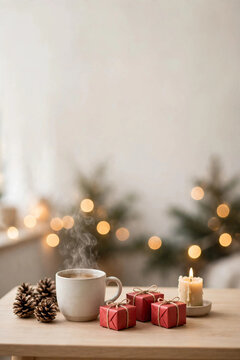 Imagem de natal aconchegante com caf&eacute;.