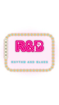 R&B rhythm and blues neon glowing symbol with light color bulbs abstract concept for entertainment