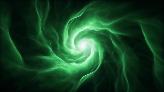 Emerald energy cloud rolling and expanding on black, seamless loop