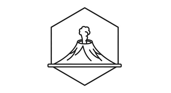 volcano icon, line art illustration