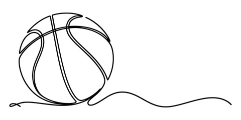 Fototapeta premium Basketball drawn with a single continuous black line