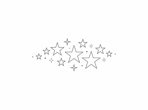 Star cluster fine line tattoo design on white background