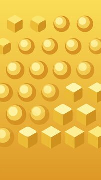 Abstract animation of yellow cubes transforming into spheres and back, geometric motion graphic loop