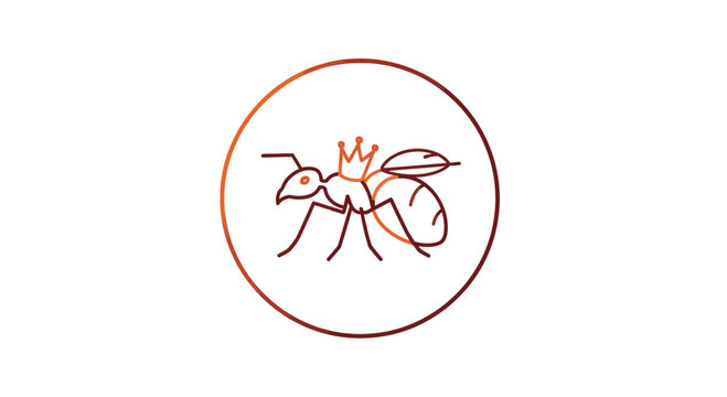 ant with crown logo, insect icon, royalty symbol