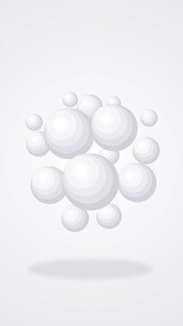 Abstract animation white cube splits into small cubes, transforms into spheres in zero gravity, motion graphic loop