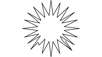 Fototapeta premium Minimalist sunburst icon with sharp spikes and radial symmetry.
