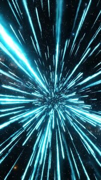 Abstract motion background with blue light burst and star field, futuristic energy pattern in dark space with radiant streaks and cosmic glow