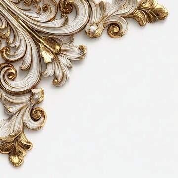 Ornate corner embellishment in cream and gold