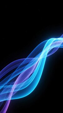 Abstract motion background with blue and violet light wave black space, flowing blue and violet light wave black background, abstract motion background blue violet light wave black space
