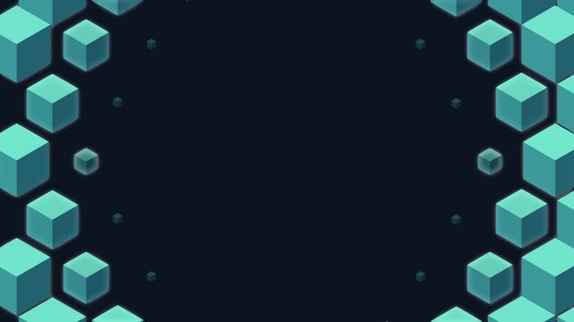 Geometric hexagon pattern animation filling space, 3d cubes growth, loop motion graphic
