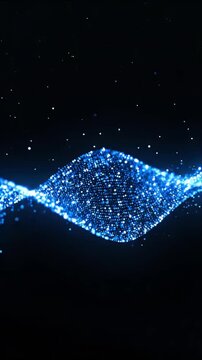 Blue abstract motion background with glowing particle wave dark space, futuristic digital pattern and flowing curve with bright light black, SEO friendly abstract motion background for digital use