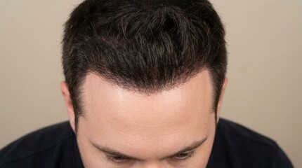 Fototapeta premium Close-up of Man's Receding Hairline and Male Pattern Baldness Concept