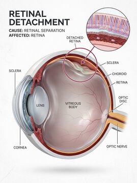 Retinal Detachment Human Eye Anatomy Medical Illustration Diagram