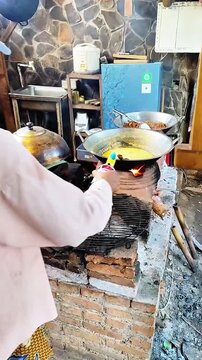 Depok, West Java, Indonesia - October 27 2025: High quality 1080p 60fps footage capturing the authentic, lush, and traditional rural vibe at Omah Jangan Diem Terus restaurant.