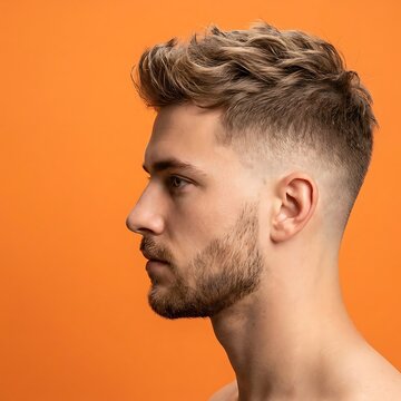 Profile view of a young man with a modern fade haircut