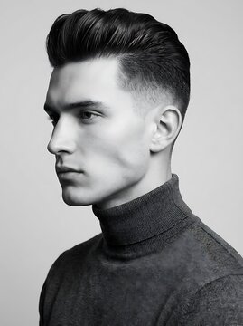 Portrait of a young man with a stylish haircut