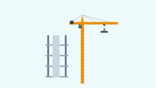 Tower crane lifting construction materials on building site