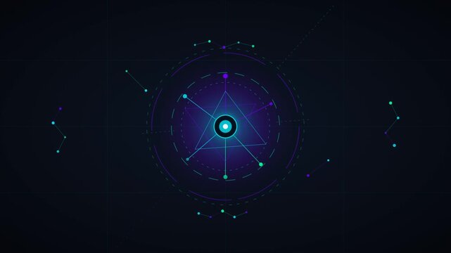 Futuristic digital interface hud design with glowing elements and circular data graph concept