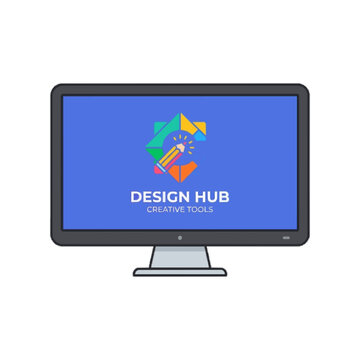 Flat Vector Design Computer Monitor Icon on White Background