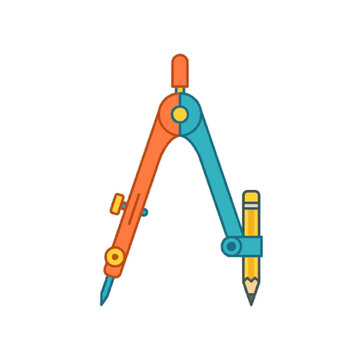 Flat Vector Drafting Compass Icon for Creative Design
