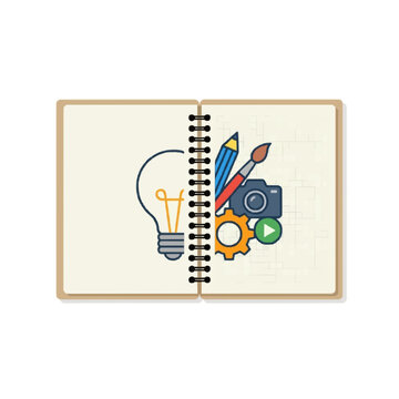 Open Sketchbook Vector Illustration Flat Minimalist Creative Icon