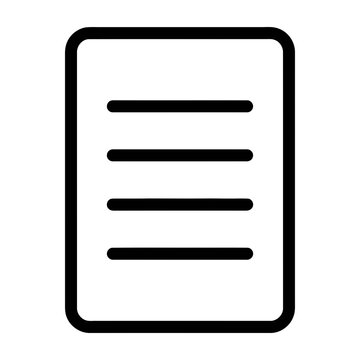 Minimalist document icon with lines representing text on white background for web design