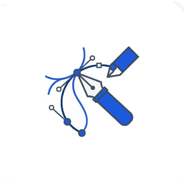 Minimalist Bezier Pen Tool Vector Icon for Graphic Design